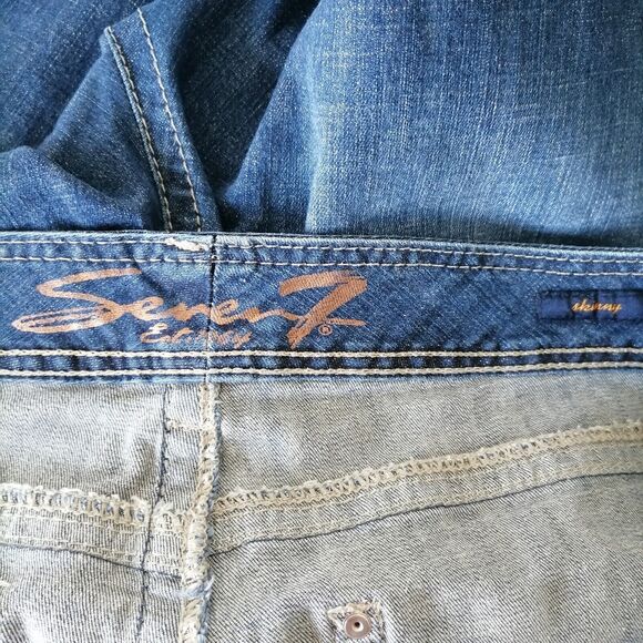 Sevan 7 Luxe Womens Blue Medium Wash Ripped High Rise Denim Skinny Jeans Size 24 - Picture 5 of 8